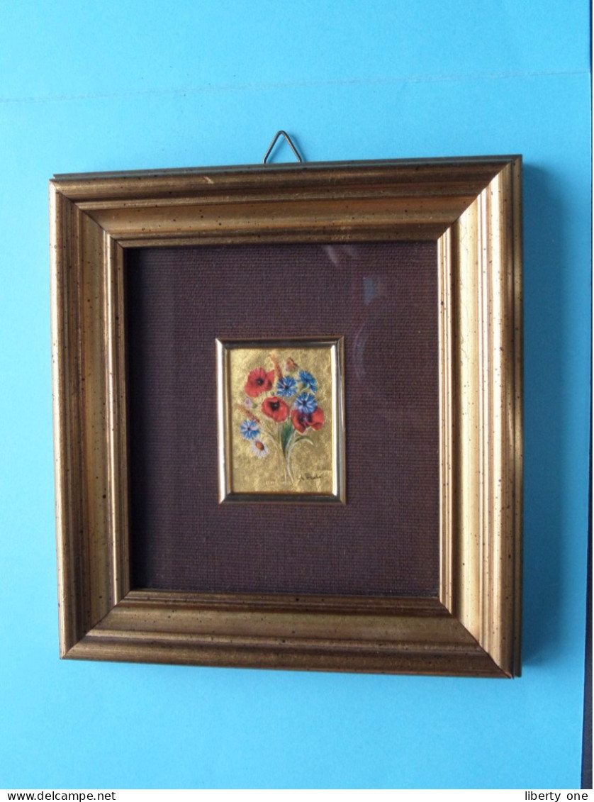 Chromo LITHOGRAPH Made By Hand On 23 KT Gold Leaf ( Artitalia / Imp. Cadoro / Cadre 12 X 13 Cm. / 112 ) See/Voir Scans ! - Flowers & Plants