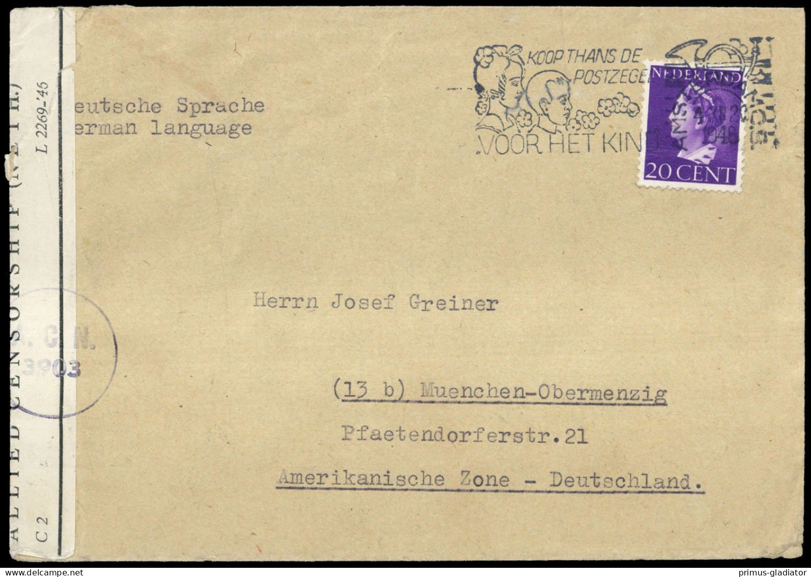 1948, Niederlande, 346, Brief - Andere & Zonder Classificatie