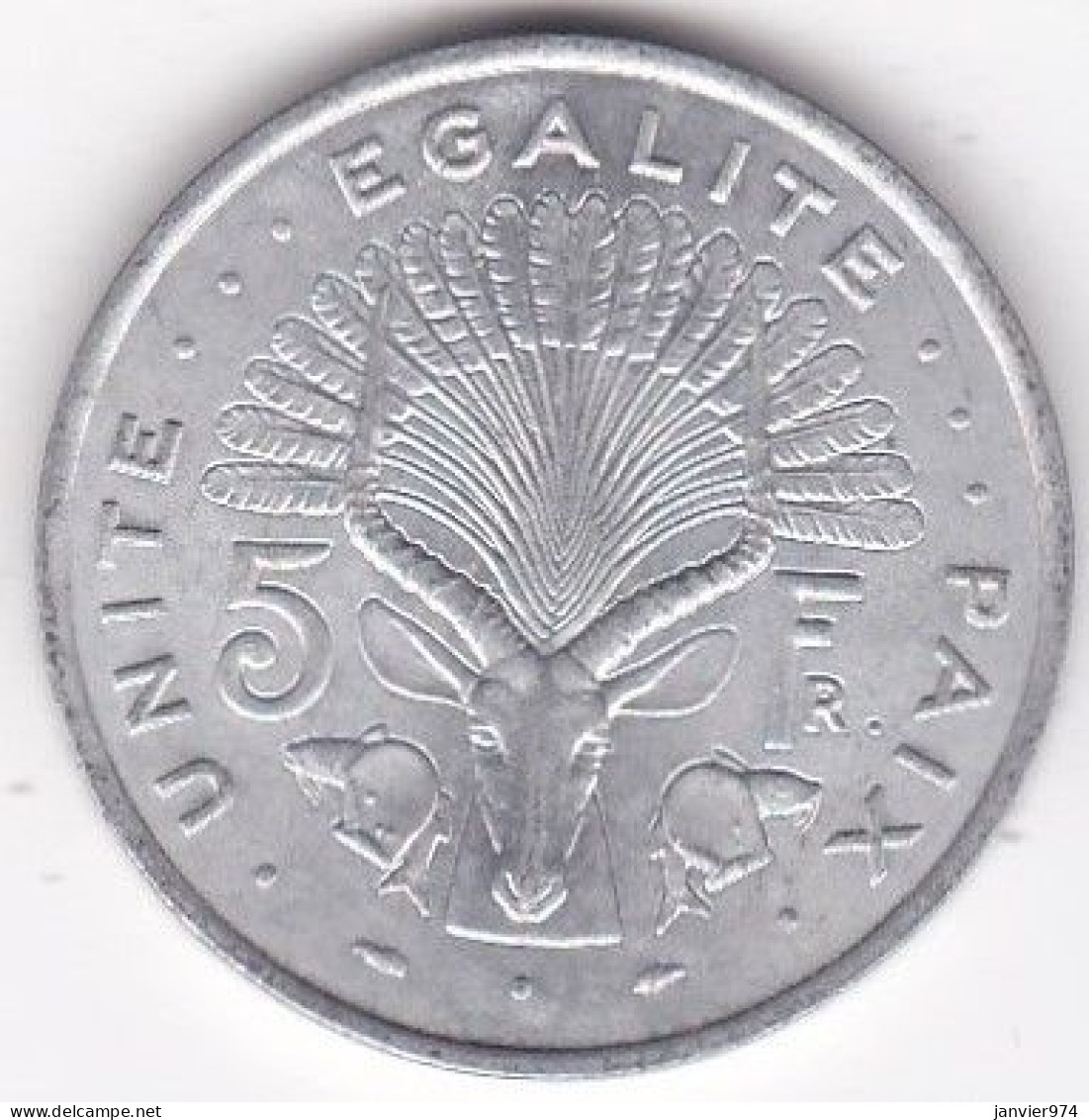 République De Djibouti 5 Francs 1977, En Aluminium , KM# 22 , En Sup - Dschibuti