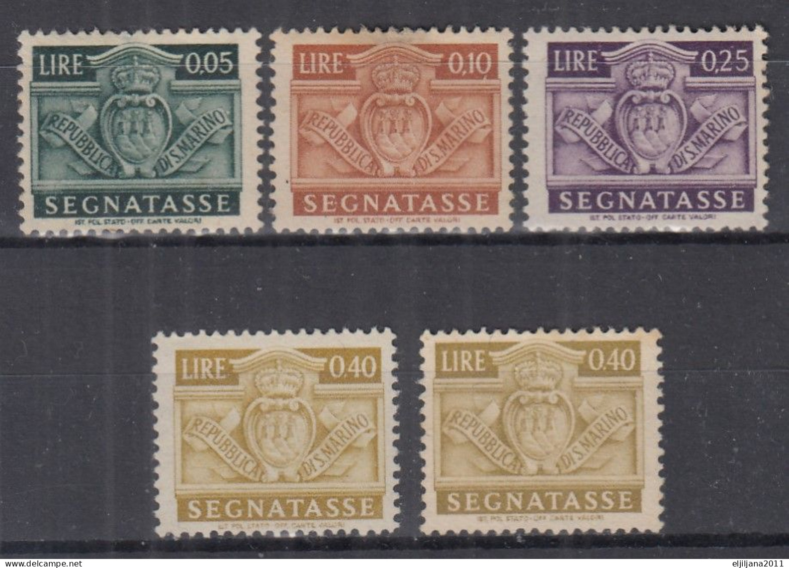 ⁕ San Marino 1945 ⁕ Segnatasse / Postage Due ⁕ 5v MH - Timbres-taxe