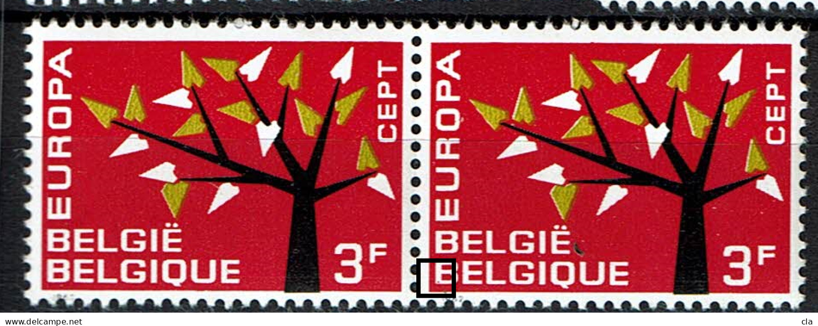 1222 Paire  **  Point Rouge B De Belgique - 1961-1990