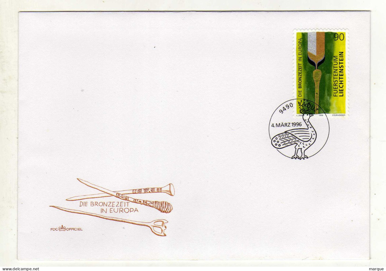 Enveloppe 1er Jour LIECHTENSTEIN Oblitération 9490 VADUZ 04/03/1996 - FDC