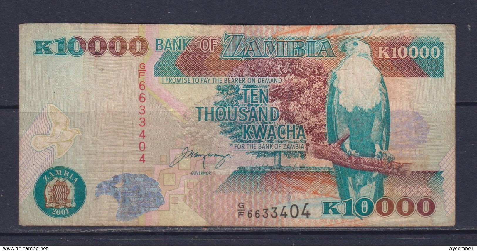 ZAMBIA - 2001 10000 Shillings Circulated Banknote - Zambia