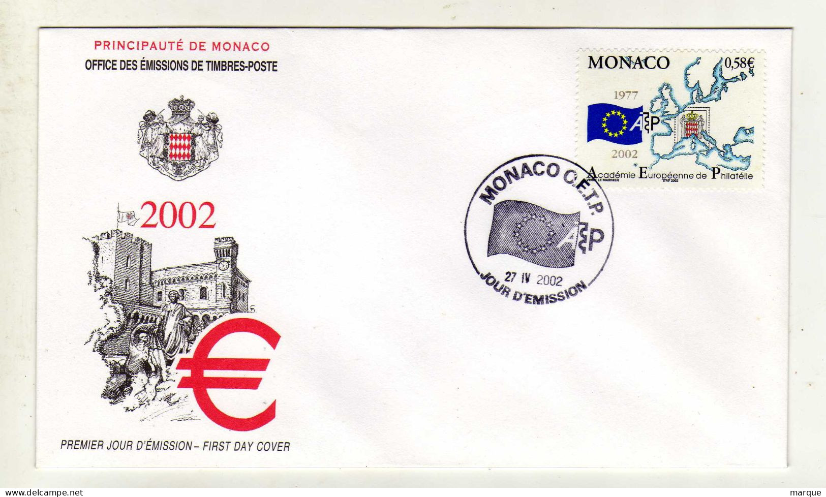 Enveloppe 1er Jour MONACO Oblitération MONACO O.E.T.P. 27/04/2002 - FDC