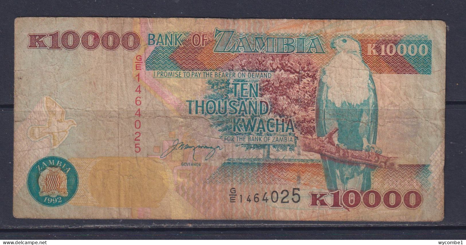 ZAMBIA - 1992 10000 Shillings Circulated Banknote - Sambia