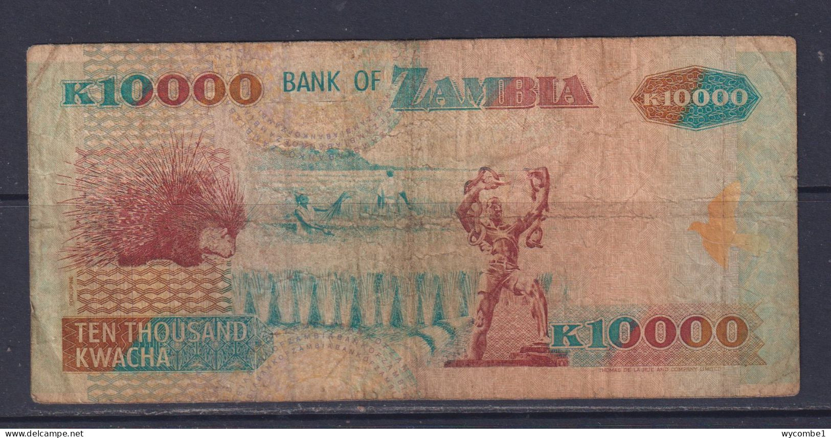 ZAMBIA - 1992 10000 Shillings Circulated Banknote - Zambie