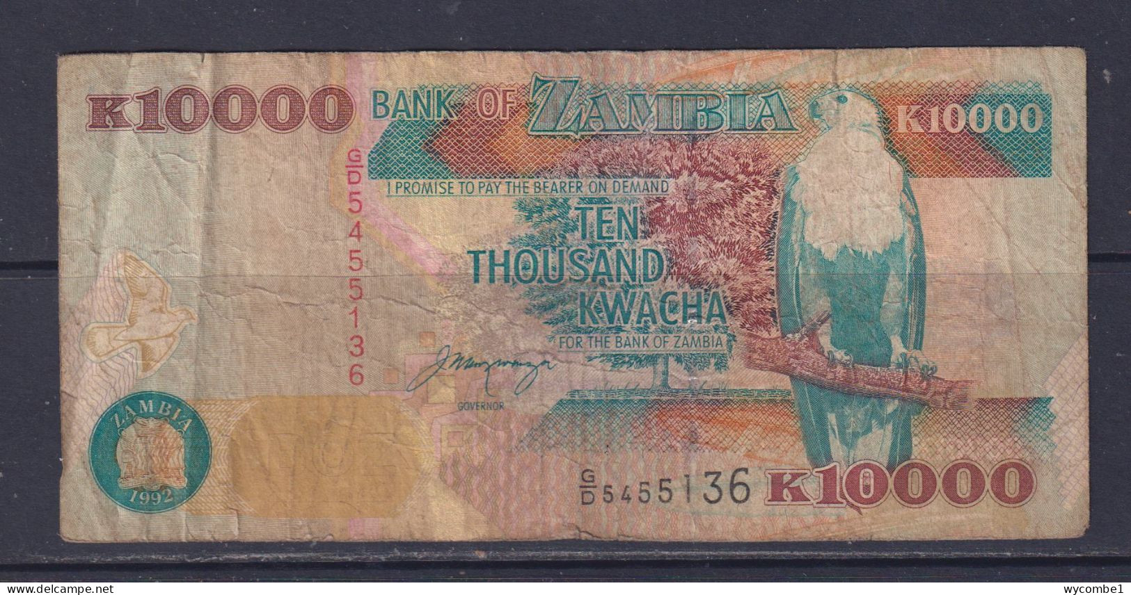 ZAMBIA - 1992 10000 Shillings Circulated Banknote - Sambia