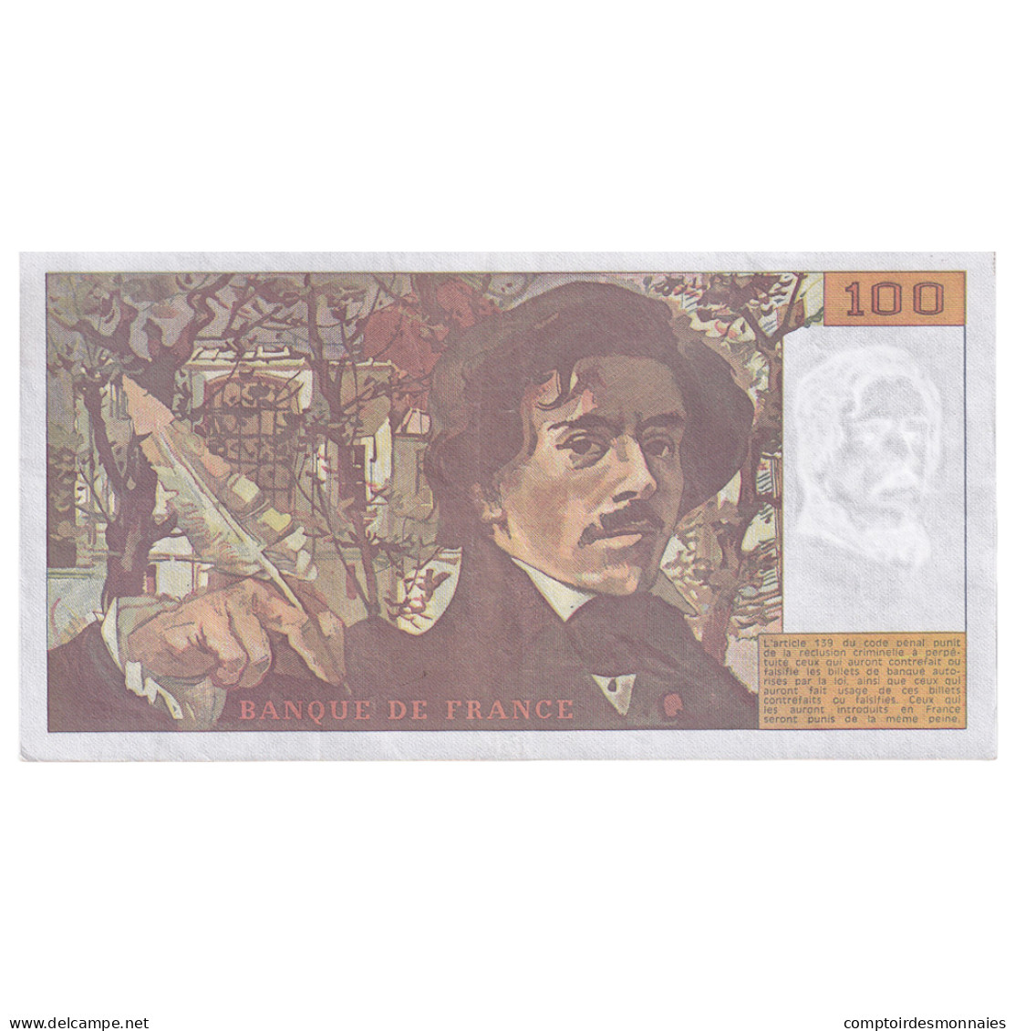 France, 100 Francs, Delacroix, 1990, N.159, SUP, Fayette:69 Bis 2.b, KM:154e - 100 F 1978-1995 ''Delacroix''