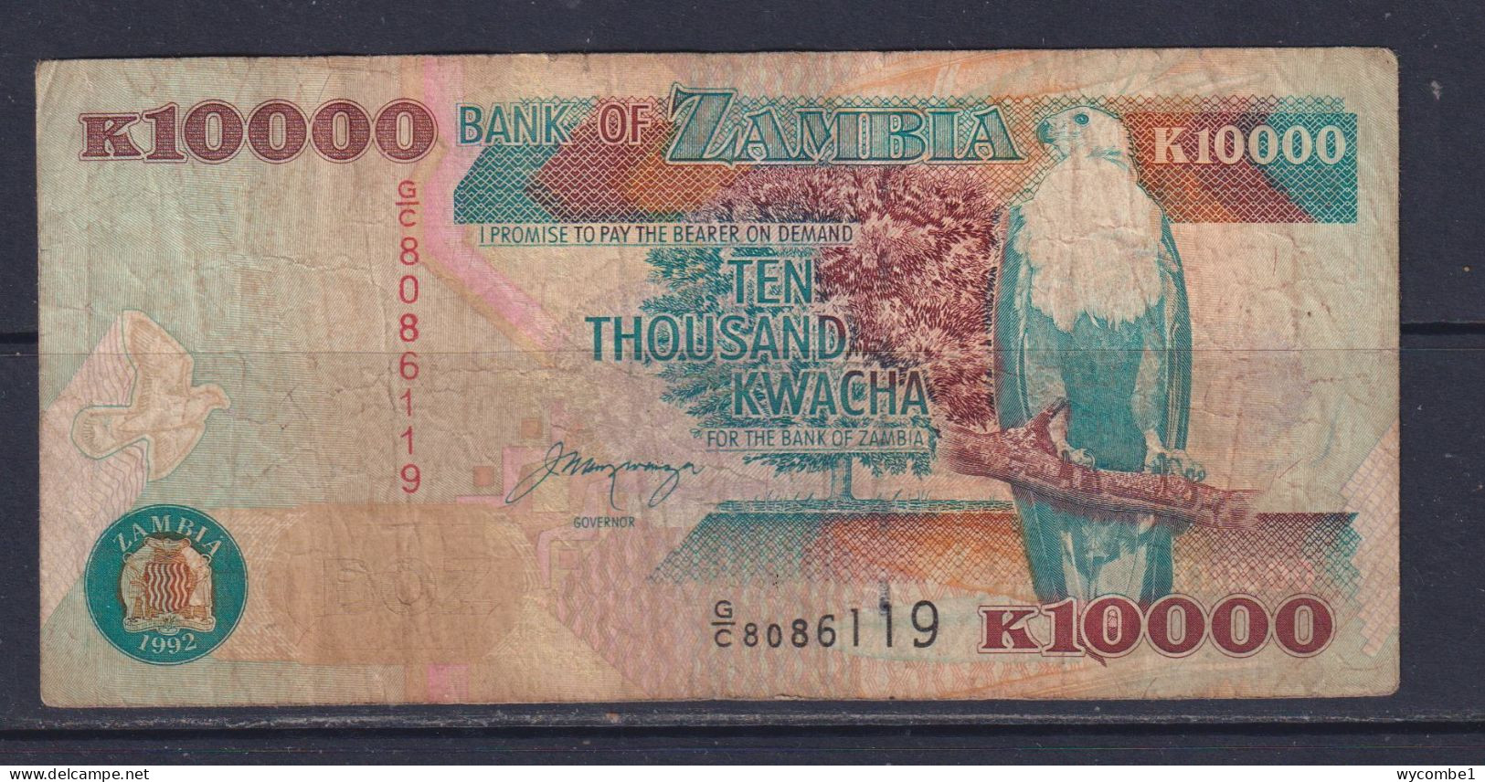 ZAMBIA - 1992 10000 Shillings Circulated Banknote - Zambie