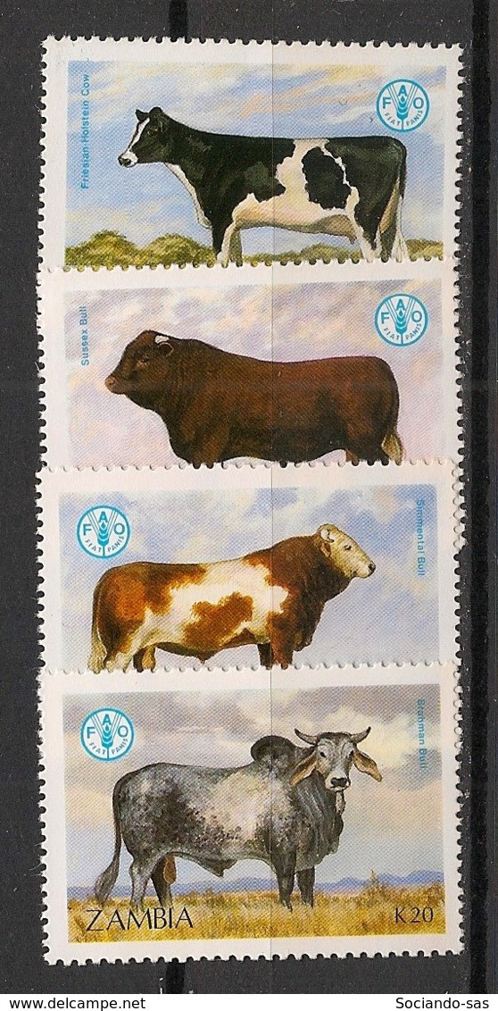 ZAMBIA - 1987 - N°YT. 420 à 423 - Faune / Bovins - Neuf Luxe ** / MNH / Postfrisch - Kühe