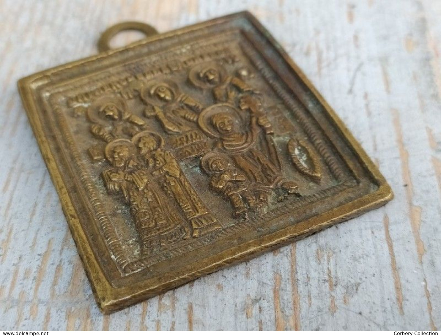 Petite Icone De Voyage Russe Bronze XIXème Russian Icon Ikon - Art Religieux