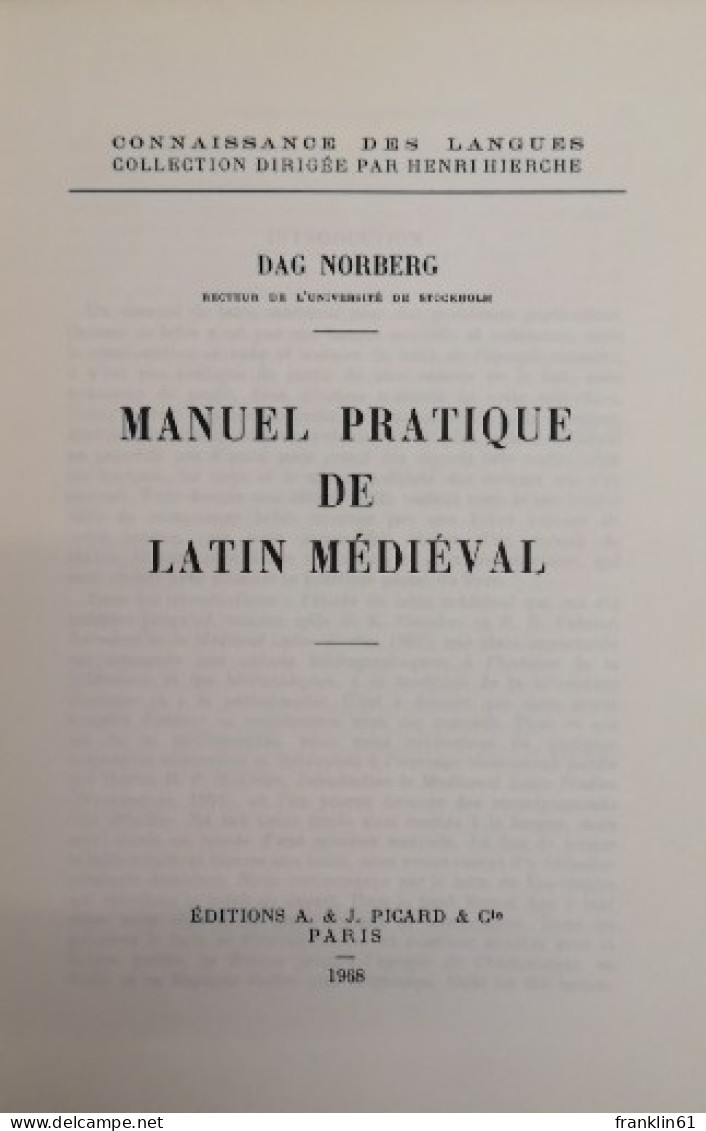 Manuel Pratique De Latin Médiéval. Connaissance Des Langues. Volume IV. - Otros & Sin Clasificación