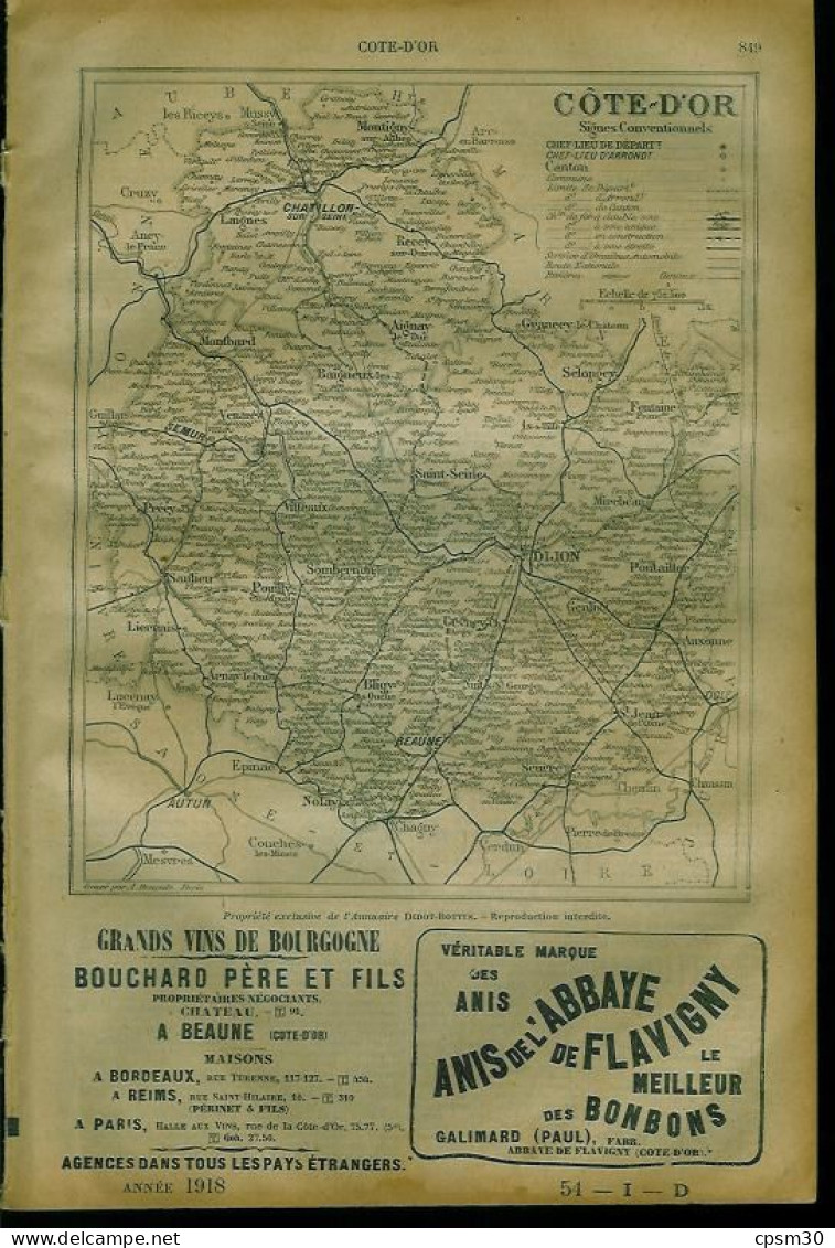 ANNUAIRE - 21 - Département Cote D'Or - Année 1918 - édition Didot-Bottin - 59 Pages - Annuaires Téléphoniques