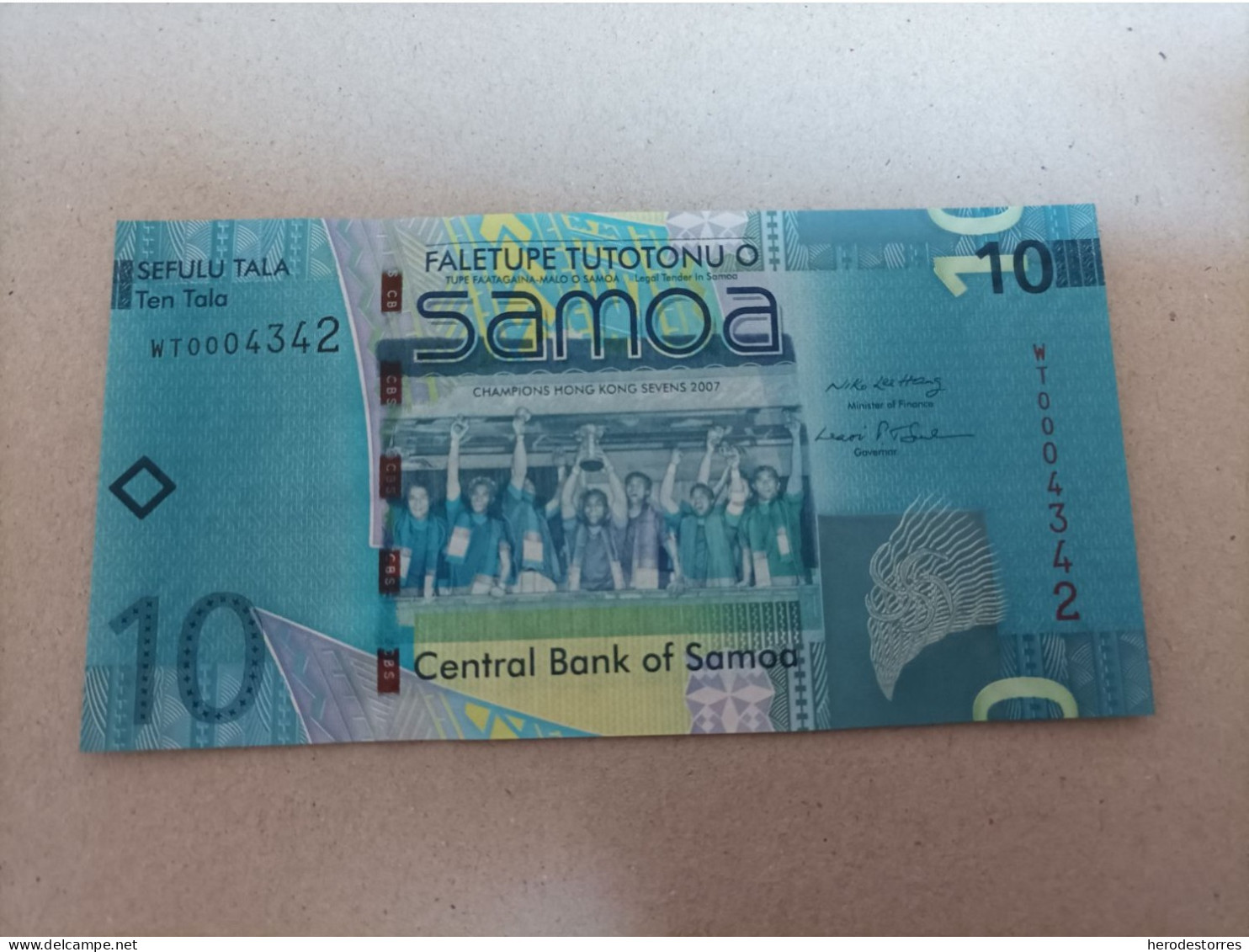 Billete De Samoa De 10 Tala, Año 2008, Nº Bajisimo 0004342, UNC - Samoa