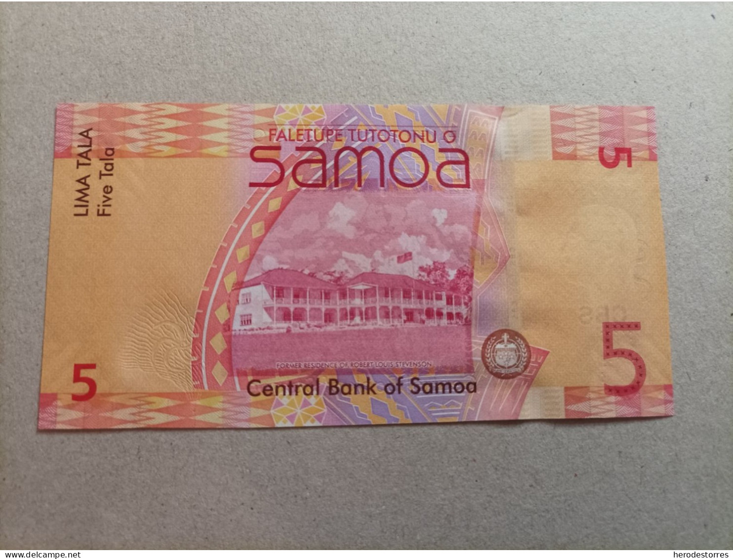 Billete De Samoa De 5 Tala, Año 2008, Nº Bajisimo 0010694, UNC - Samoa