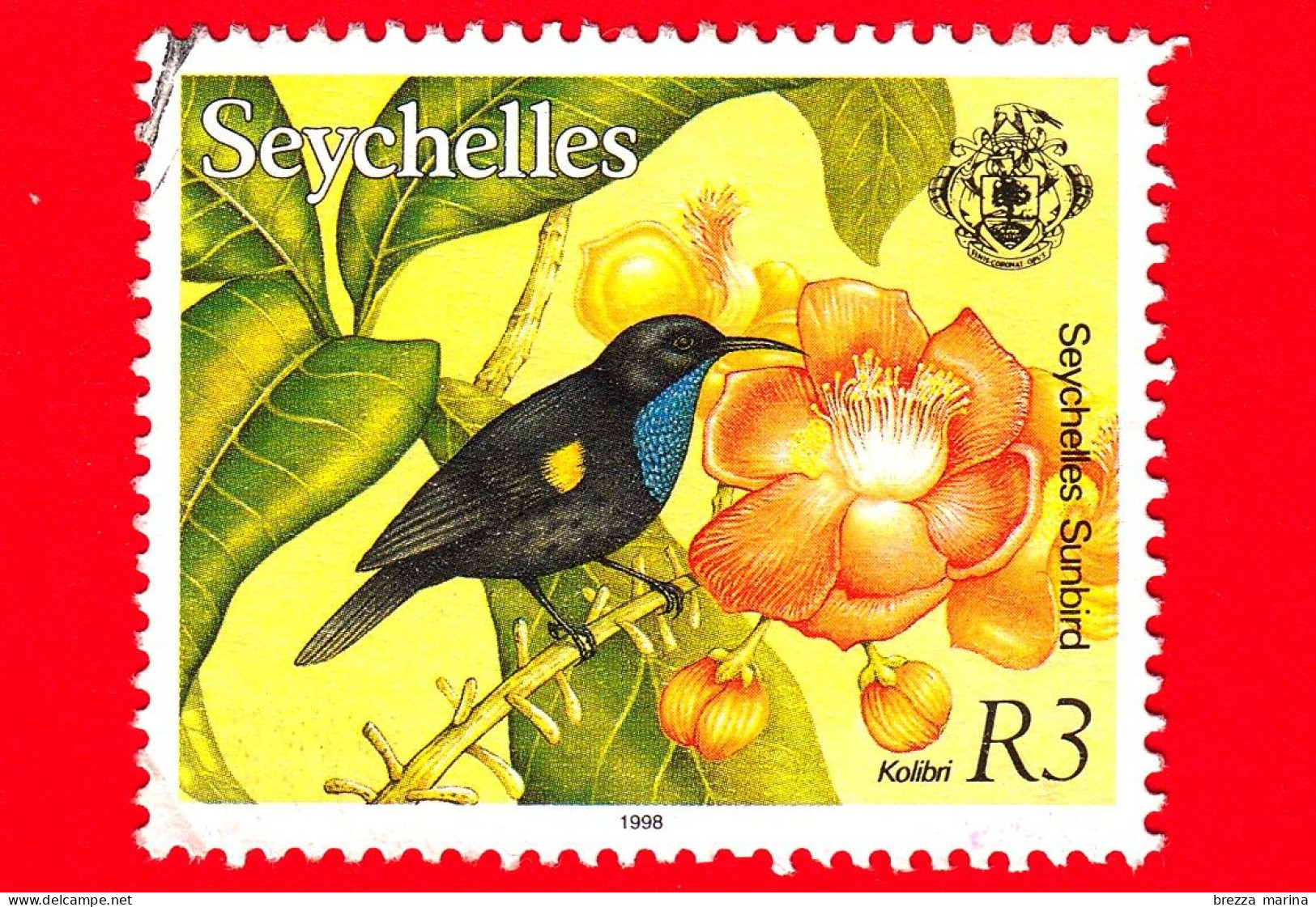 SEYCHELLES - USATO - 1993 - Fauna E Flora - Uccelli - Colibri - Seychelles Sunbird (Cinnyris Dussumieri) - R 3 - Seychelles (1976-...)