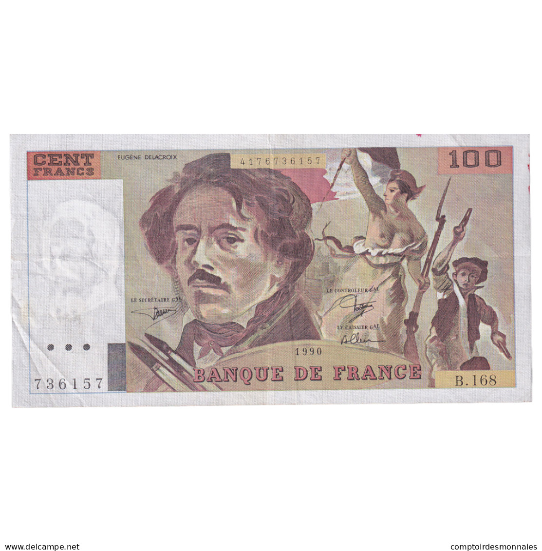 France, 100 Francs, Delacroix, 1990, B.168, TB+, Fayette:69 Bis 2.b, KM:154e - 100 F 1978-1995 ''Delacroix''