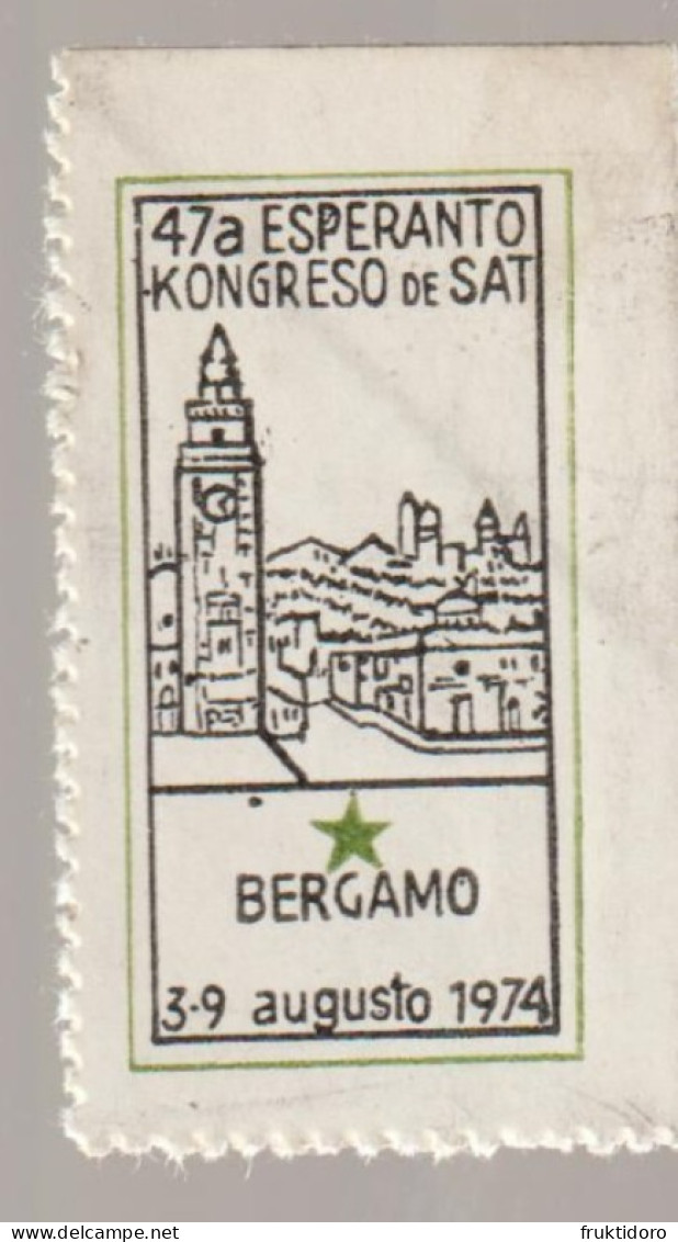 Esperanto Label 47th SAT Conference In Bergamo - 47a SAT-Kongreso En Bergamo 1974 - Esperanto