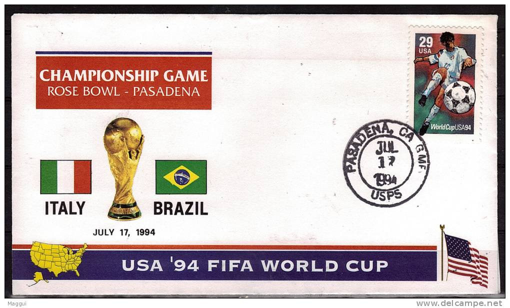 USA  FDC     Cup  1994    Football  Soccer  Fussball  Italie Brésil - 1994 – États-Unis