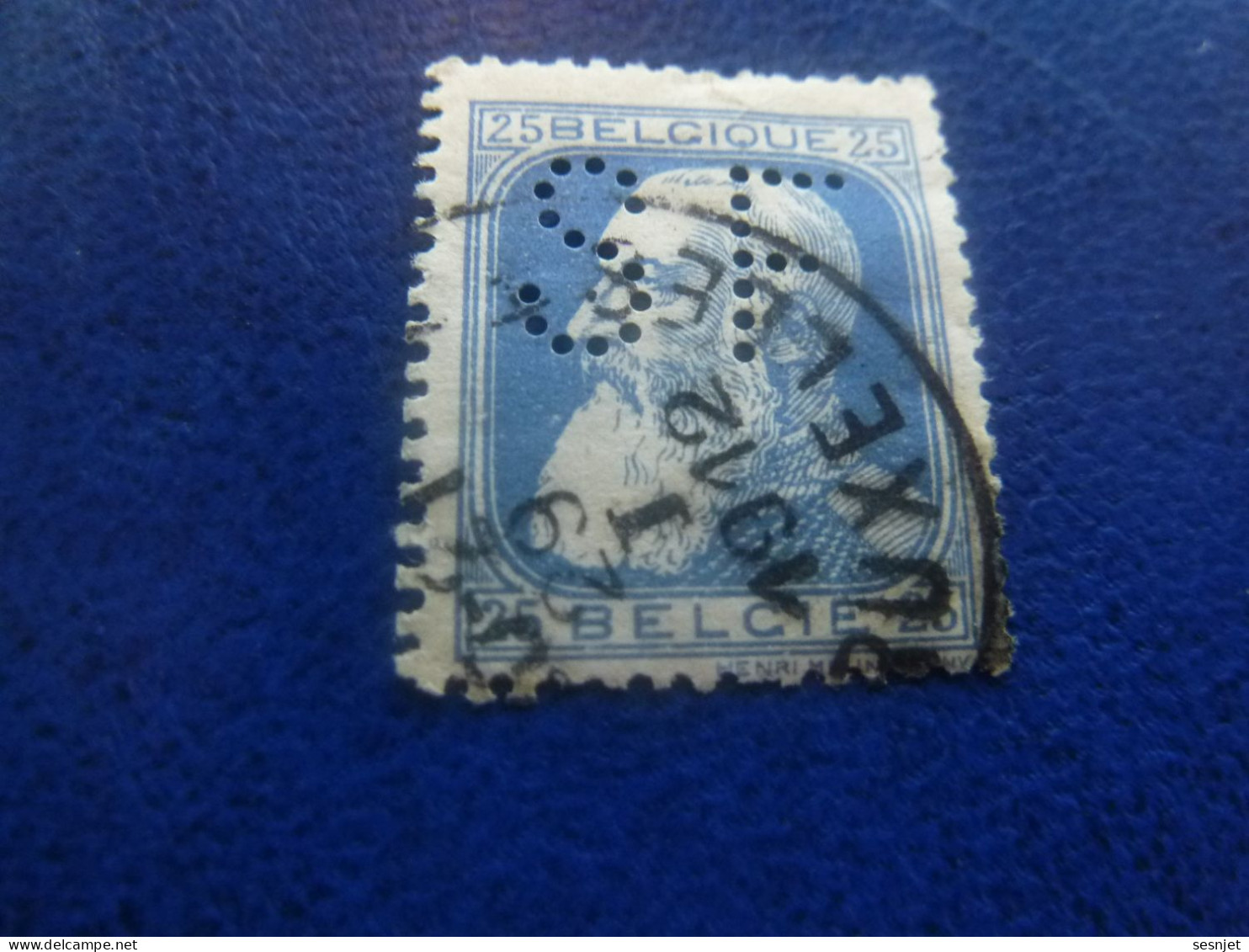 Belgique - Roi Leopold II - Val 25 - Perforé - Bleu - Oblitéré - Année 1912 - - 1909-34