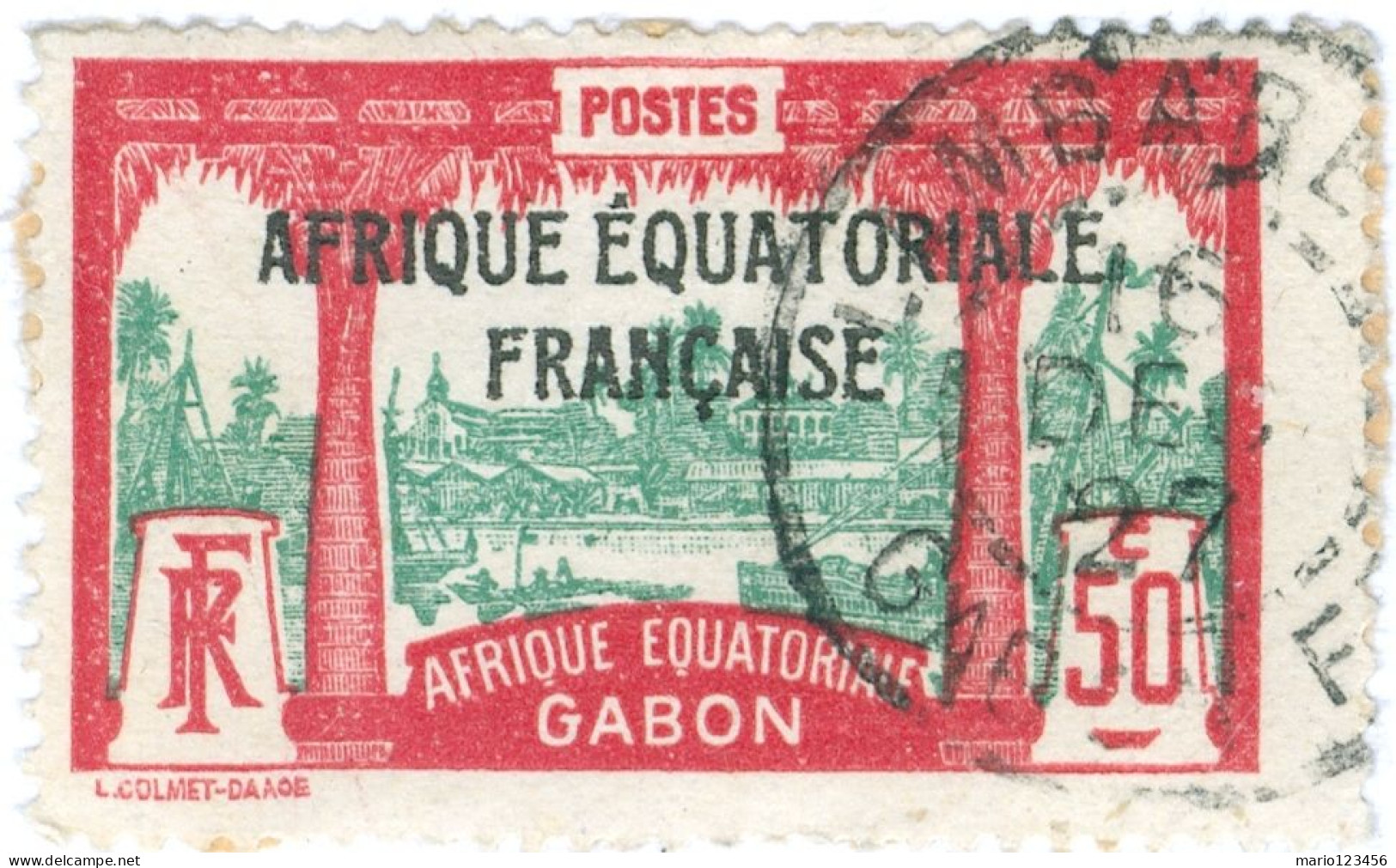 GABON, PAESAGGI, LANDSCAPE, 1926, FRANCOBOLLI USATI Mi:GA 105, Scott:GA 102, Yt:GA 103 - Oblitérés