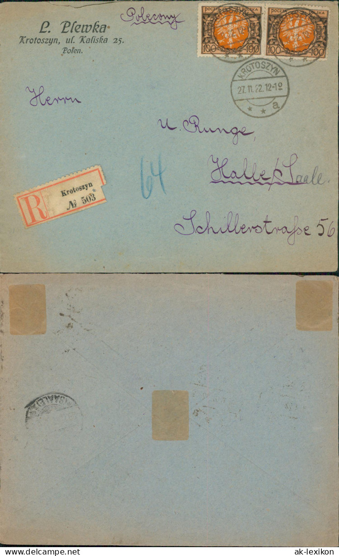 R-Brief Mehrfachfrankatur Krotoszyn Polen Poland  1922 - Altri & Non Classificati