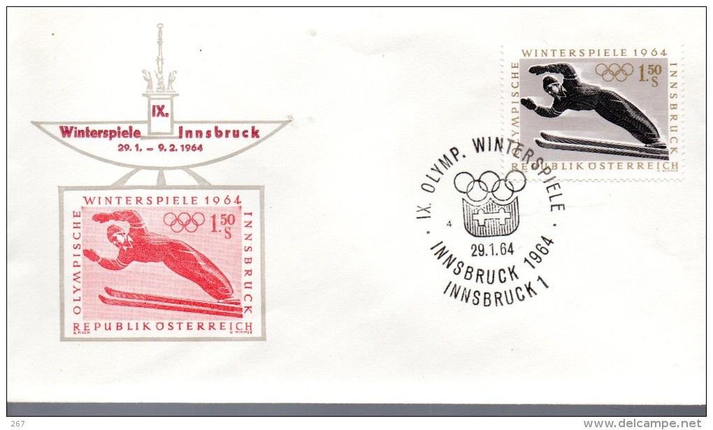 AUTRICHE     FDC  Jo 1964   Saut A Ski - Invierno 1964: Innsbruck