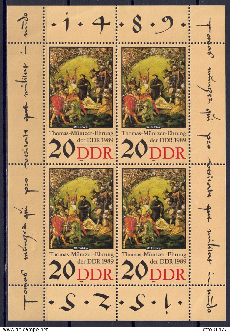 DDR 1989 - Thomas Müntzer, Nr. 3271 Im Klb., Postfrisch ** / MNH - 1981-1990