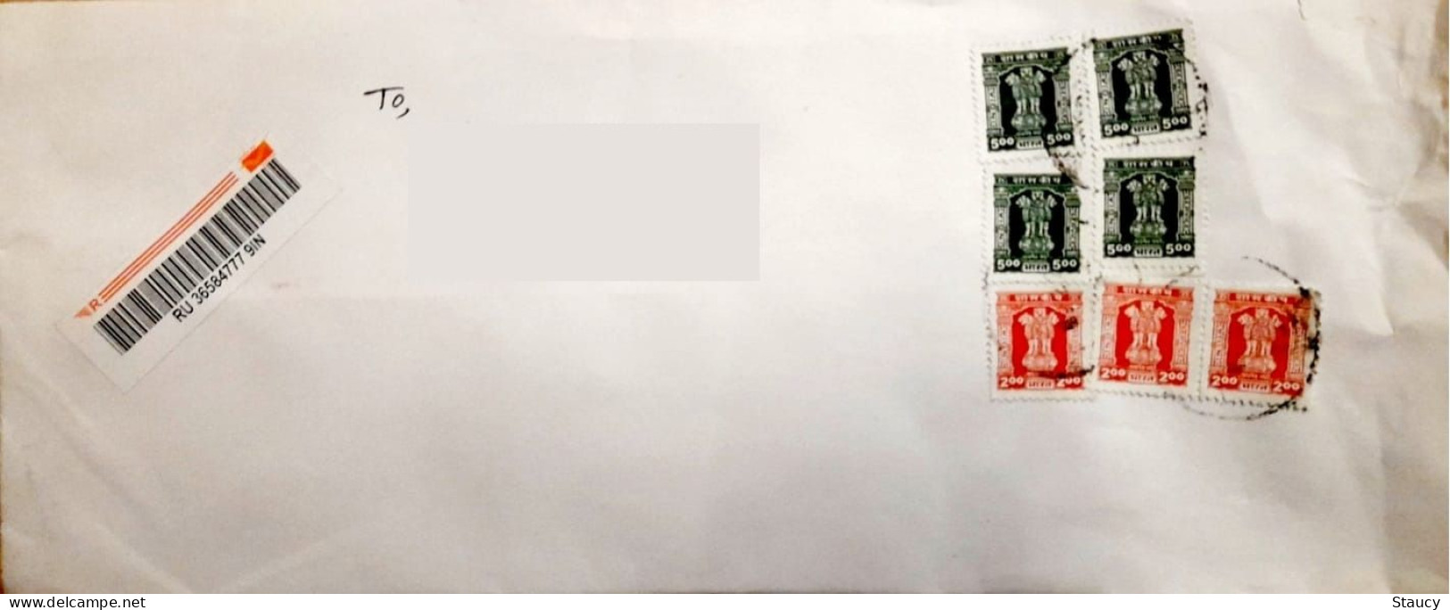 India 2024 4 X Rs.5 + 3 X Rs.2 = 9 Government Of India Official Stamps Franked On Registered Speed Post Cover Per Scan - Francobolli Di Servizio