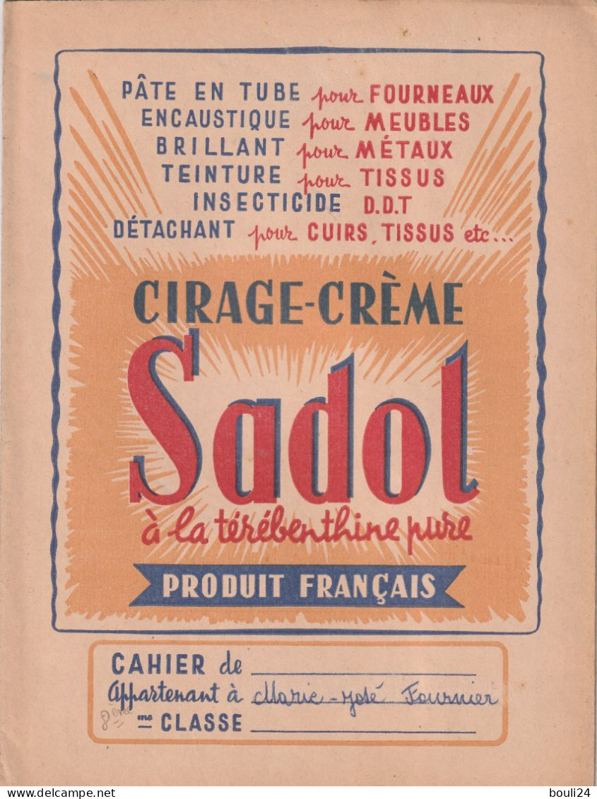 PROTEGE CAHIER ANCIEN SADOL CIRAGE CREME  VOIR VERSO - Protège-cahiers