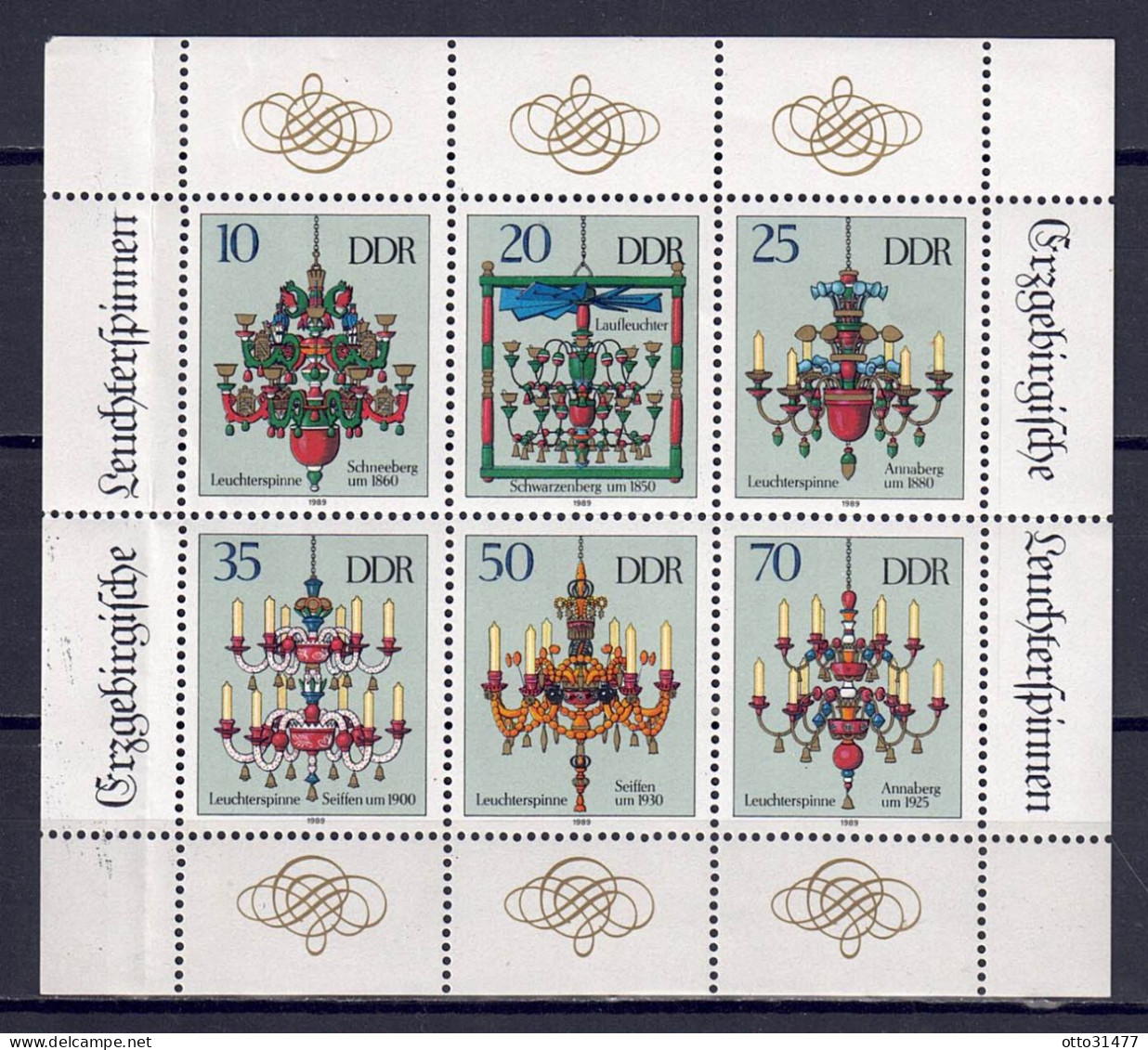 DDR 1989 - Leuchterspinnen, Nr. 3289 - 3294 Im Klb., Postfrisch ** / MNH - 1981-1990