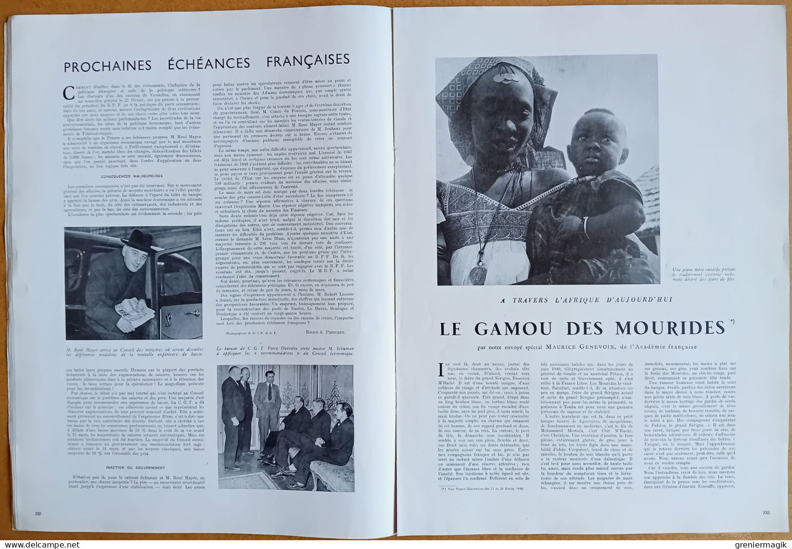 France Illustration N°127 06/03/1948 Coup d'état de Prague/Le Gamou des Mourides par Maurice Genevoix/Arts ménagers