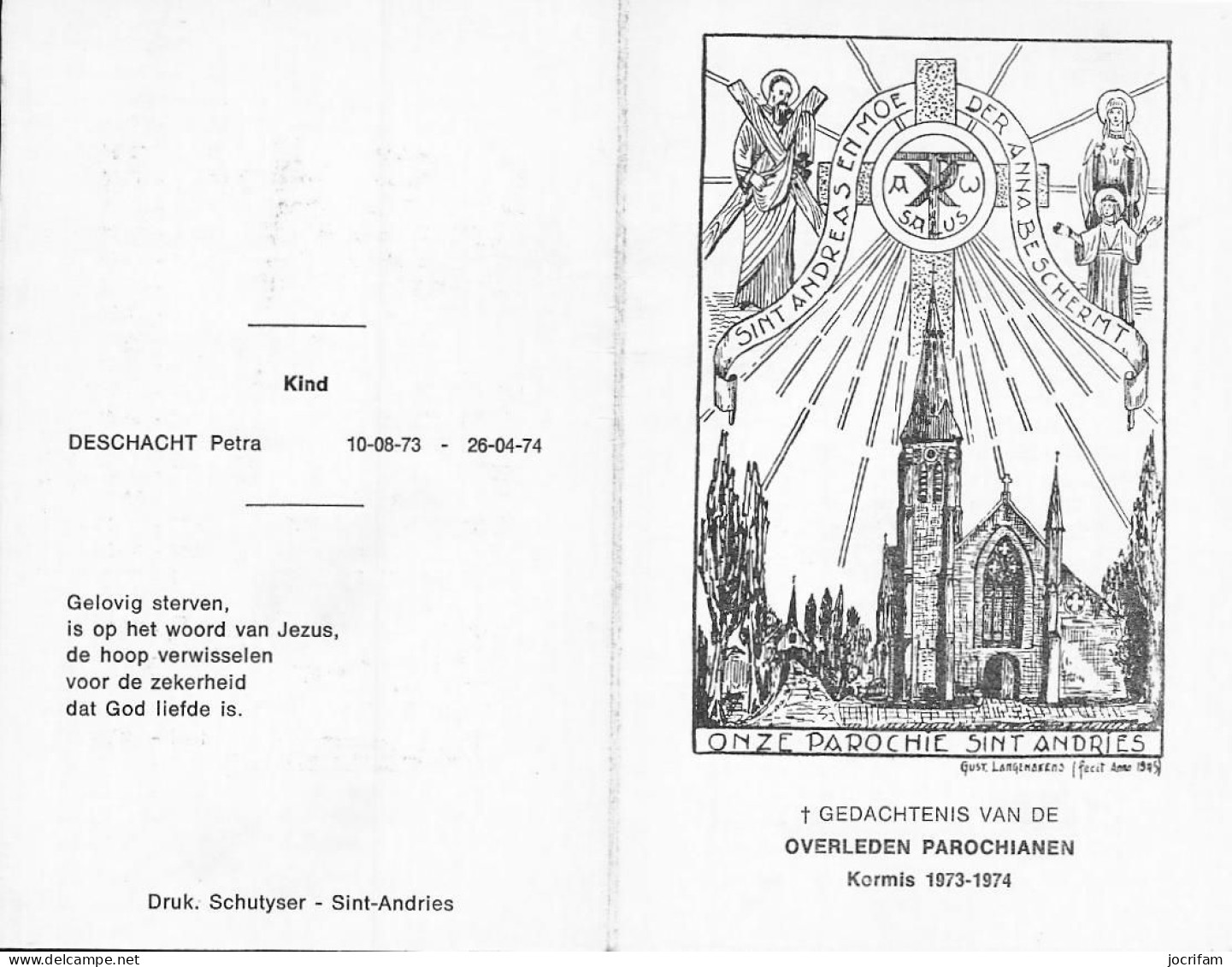 Overleden Parochianen Sint Andries Kermis 1973-1974 - Religion & Esotérisme
