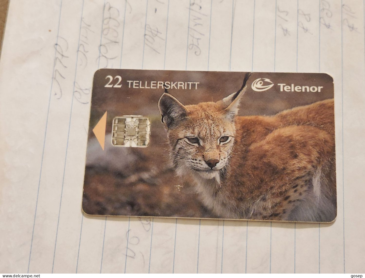 Norway-(N-112)-Gaupe / Lynx-(22 Tellerskritt)-(69)-(C83023151)-used Card+1card Prepiad Free - Noorwegen