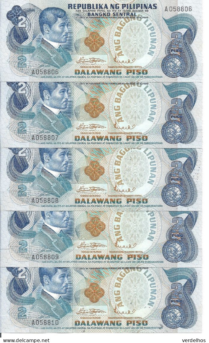 PHILIPPINES 2 PISO ND UNC P 152 A ( 5 Billets ) - Philippines