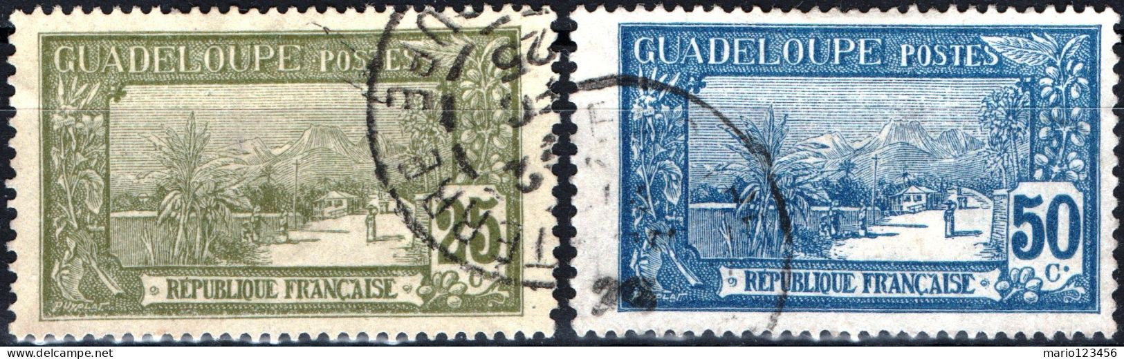 GUADALUPA, GUADELOUPE, PAESAGGI, LANDSCAPE, 1922, FRANCOBOLLI USATI Scott:GP 66,75 - Gebraucht