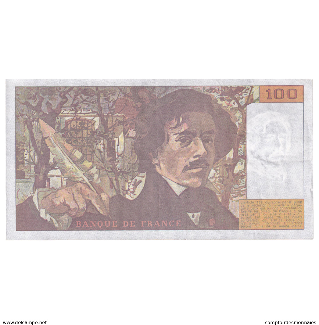 France, 100 Francs, Delacroix, 1990, L.139, TTB, Fayette:69bis.1a, KM:154d - 100 F 1978-1995 ''Delacroix''