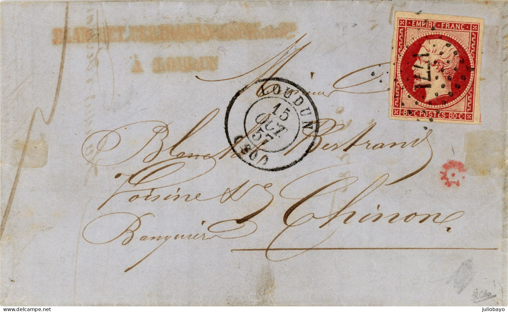 15 Octobre 1857 N°17A Lac De Loudun Pc 1771 Vers Chinon,signé Calves - 1849-1876: Klassik