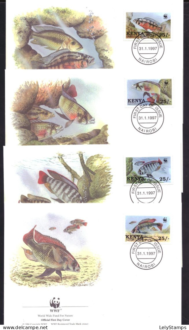 Kenya / Kenia 699 T/m 702 FDC WWF WNF Animals Nature Fish (1997) - Kenya (1963-...)