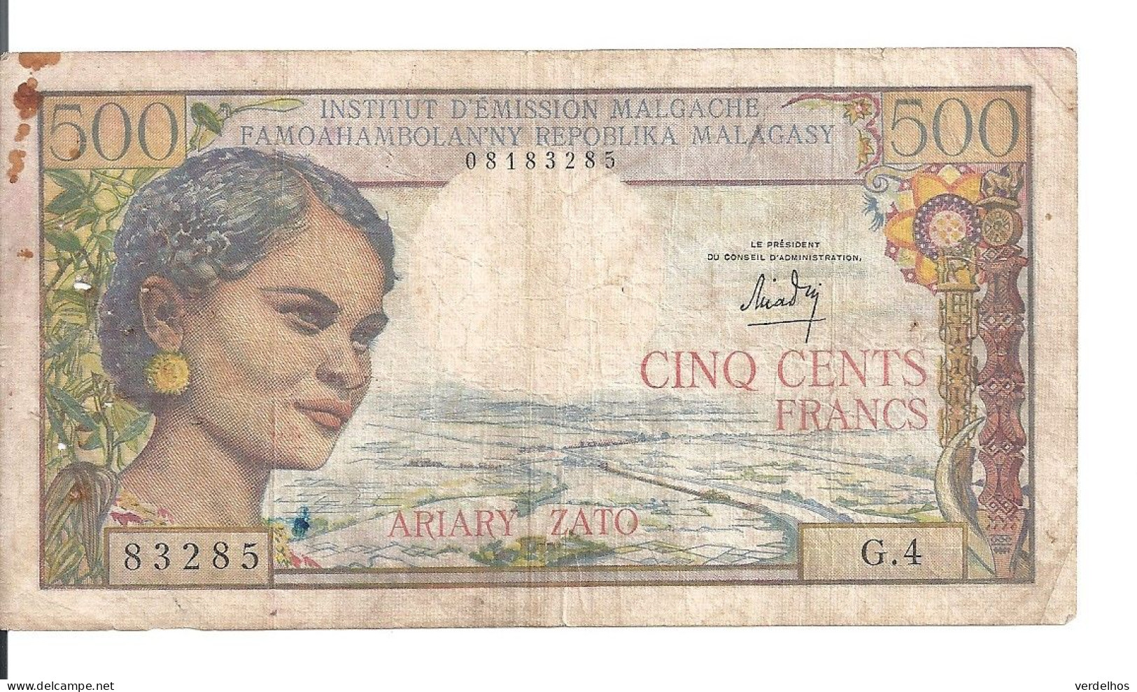 MADAGASCAR 500 FRANCS ND1966 VF P 58 - Madagascar