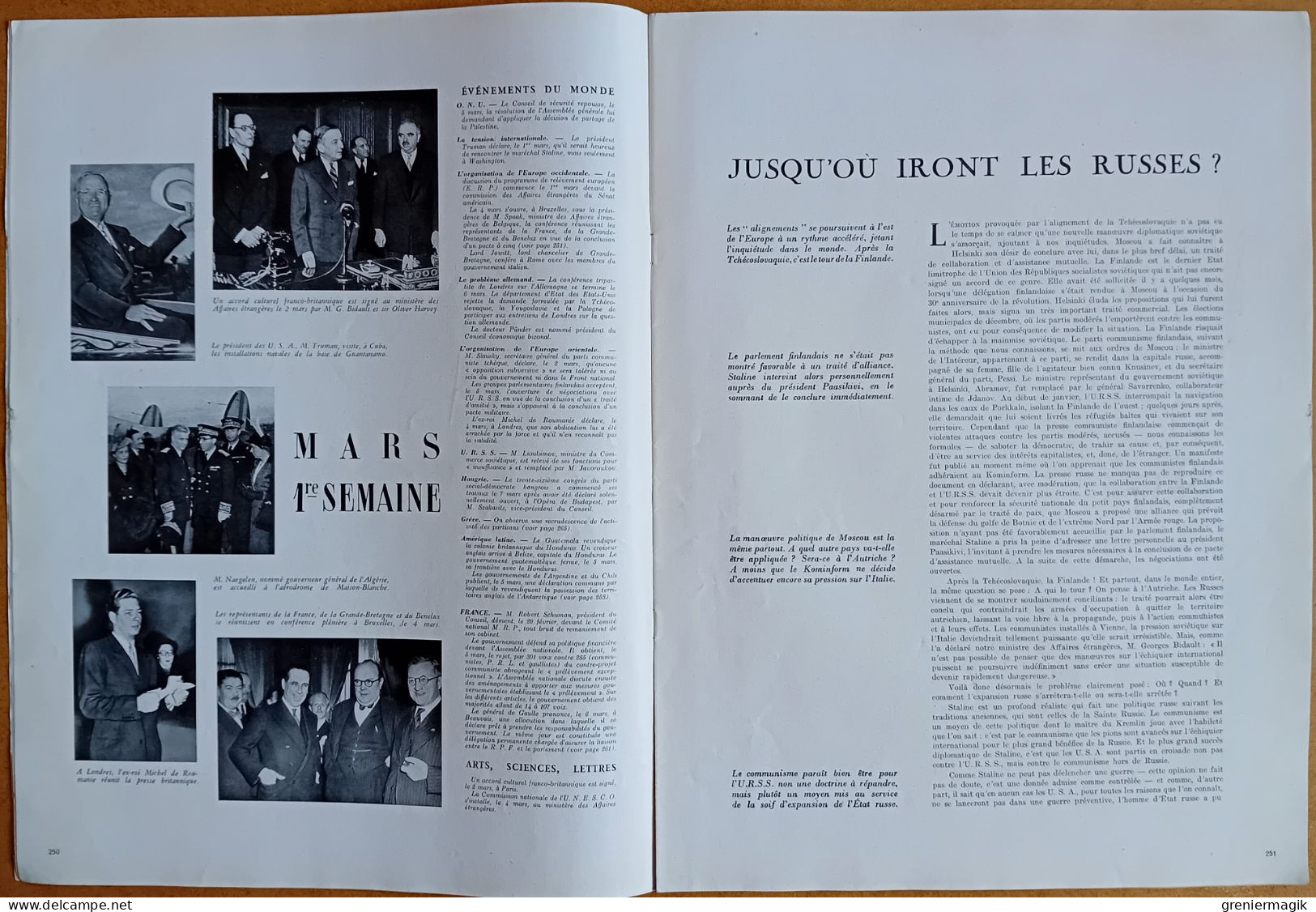 France Illustration N°128 13/03/1948 Course à L'uranium Par Paul-Emile Victor/Jazz Louis Armstrong/Grèce Macédoine - Allgemeine Literatur