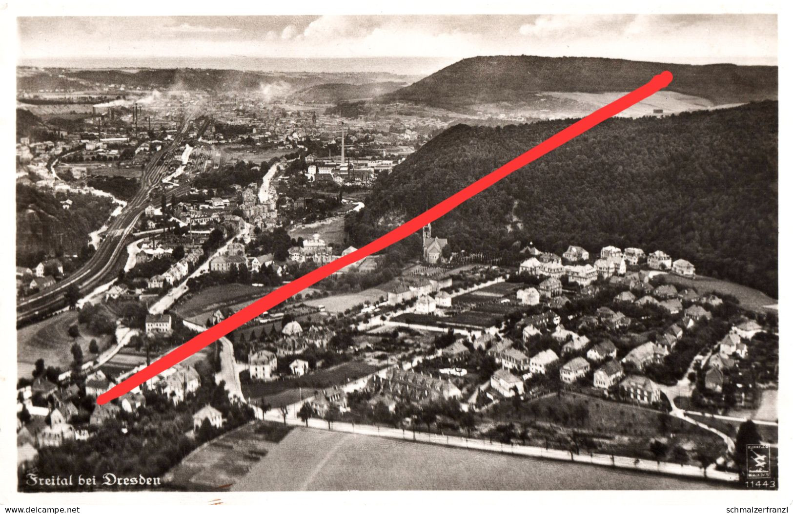 AK Freital Hainsberg Rabenauer Hainsberger Oberhausener Straße Tulpenstraße Veilchenweg Scheibe Luftbild Fliegeraufnahme - Freital