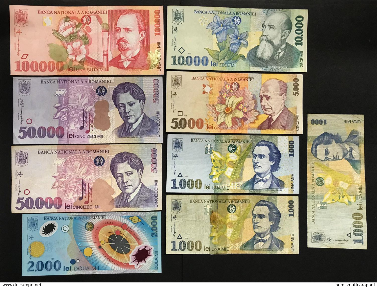 ROMANIA 9 Banconote Da 1000 A 100000 1996-2000  Lei  LOTTO 1237 - Roumanie