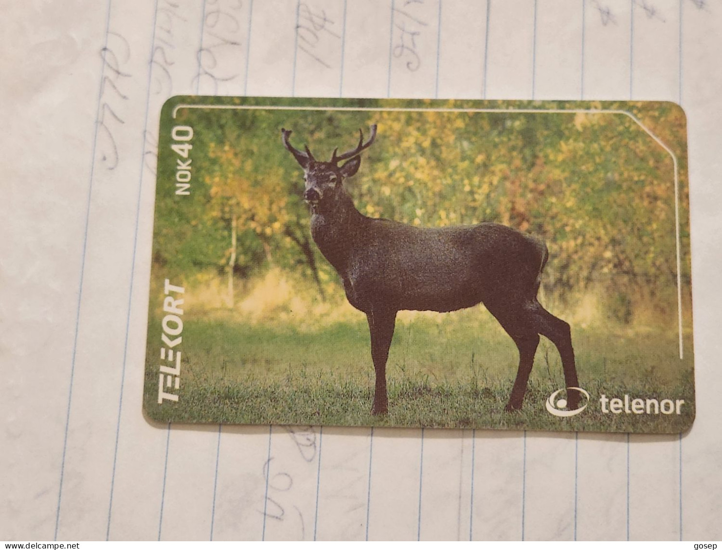 Norway-(N-201)-Hjort / Deer-(NOK 40)-(77)-(tirage-3.000)-(1.2.01)-used Card+1card Prepiad Free - Noorwegen