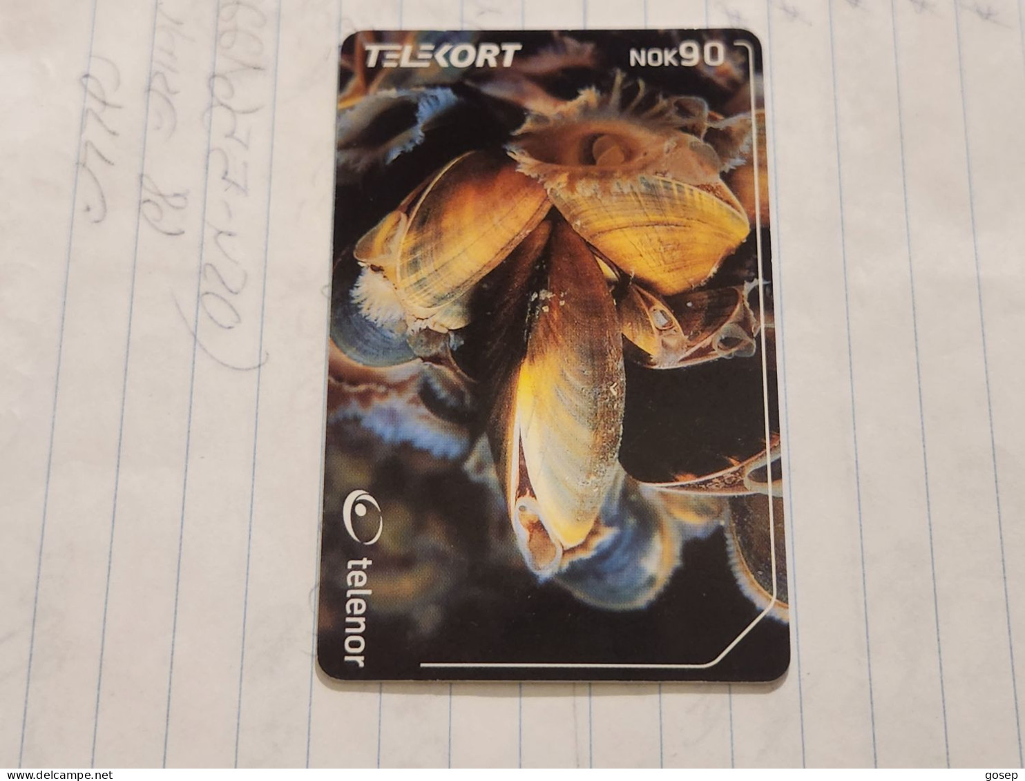 Norway-(N-207)-Blaskjell / Blue Mussel-(NOK 90)-(78)-(tirage-50.000)-(1.8.01)-used Card+1card Prepiad Free - Norway