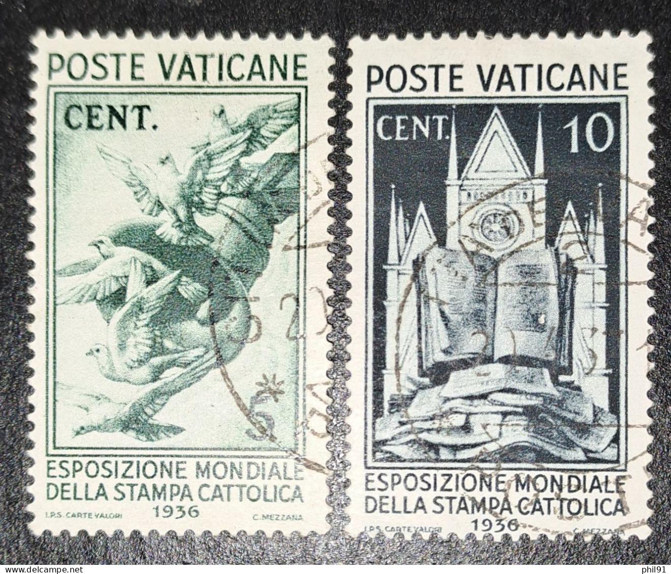 VATICAN    Exposition Mondiale De La Presse Catholique   N° Y&T  72 Et 73  (o) - Used Stamps