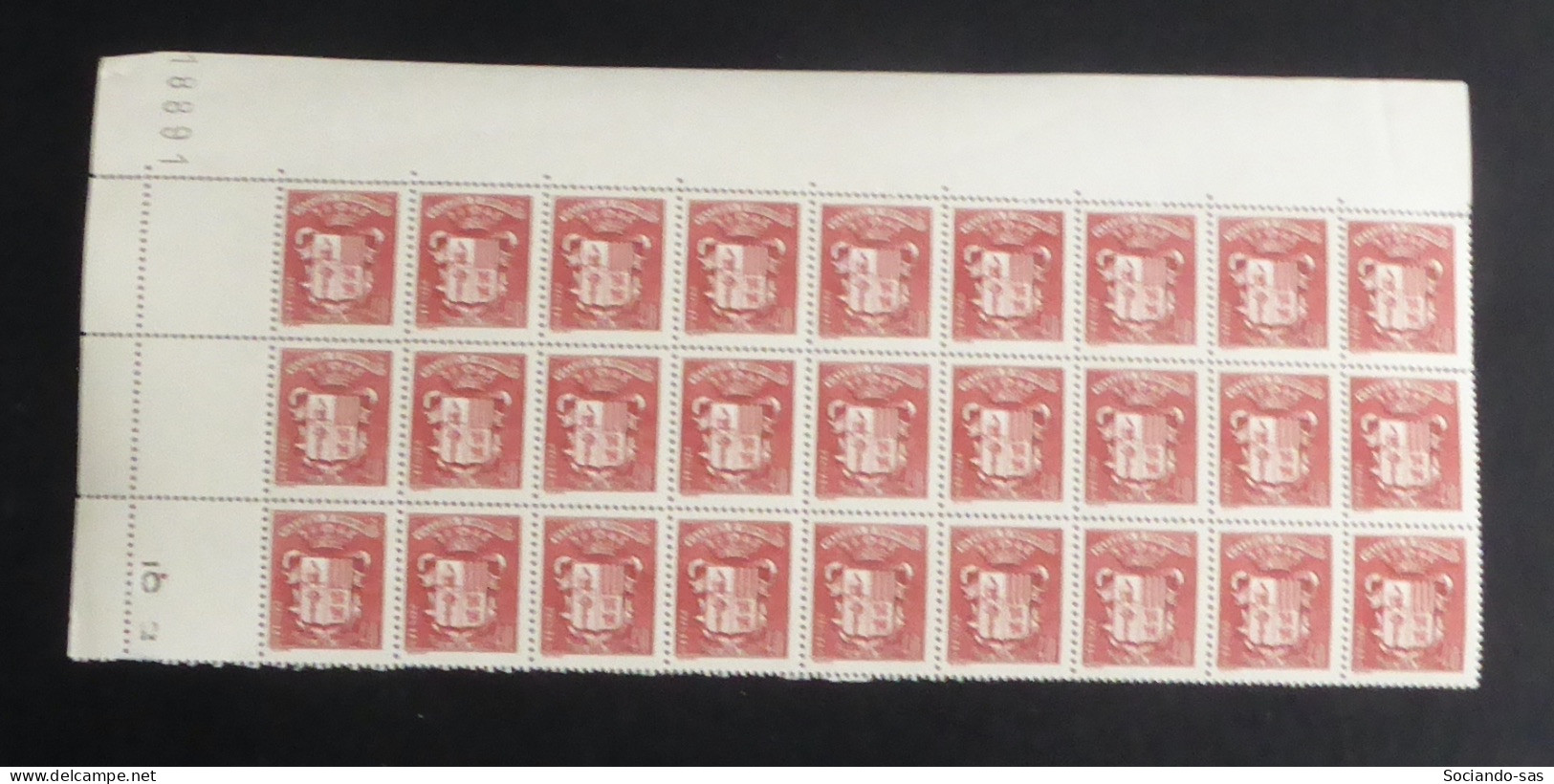 ANDORRE - 1937-43 - N°YT. 57 - Armoiries 40c Brun-rouge -  Bloc De 27 Bord De Feuille - Neuf Luxe** / MNH - Unused Stamps