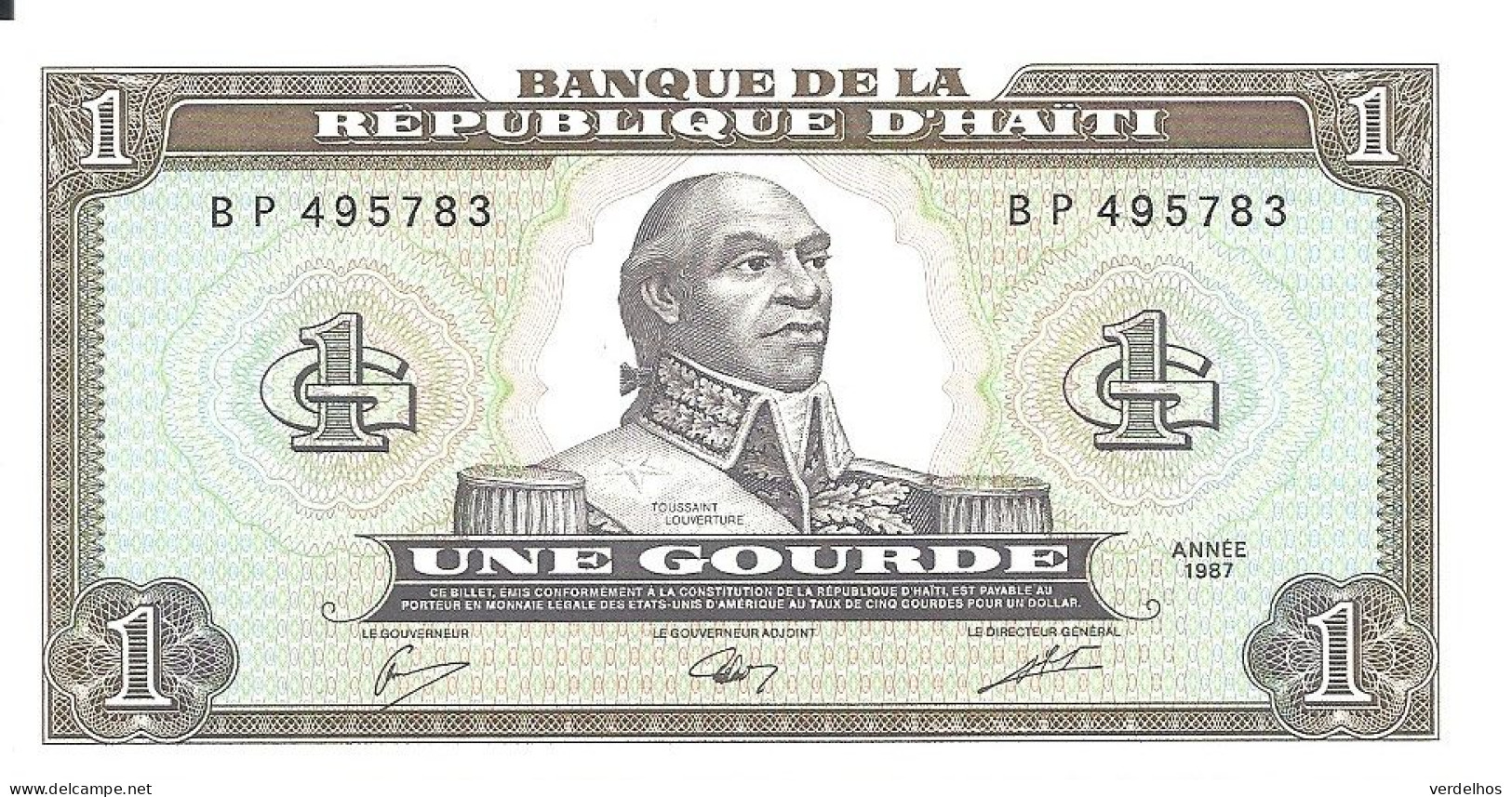 HAITI 1 GOURDE 1987 UNC P 245 - Haiti