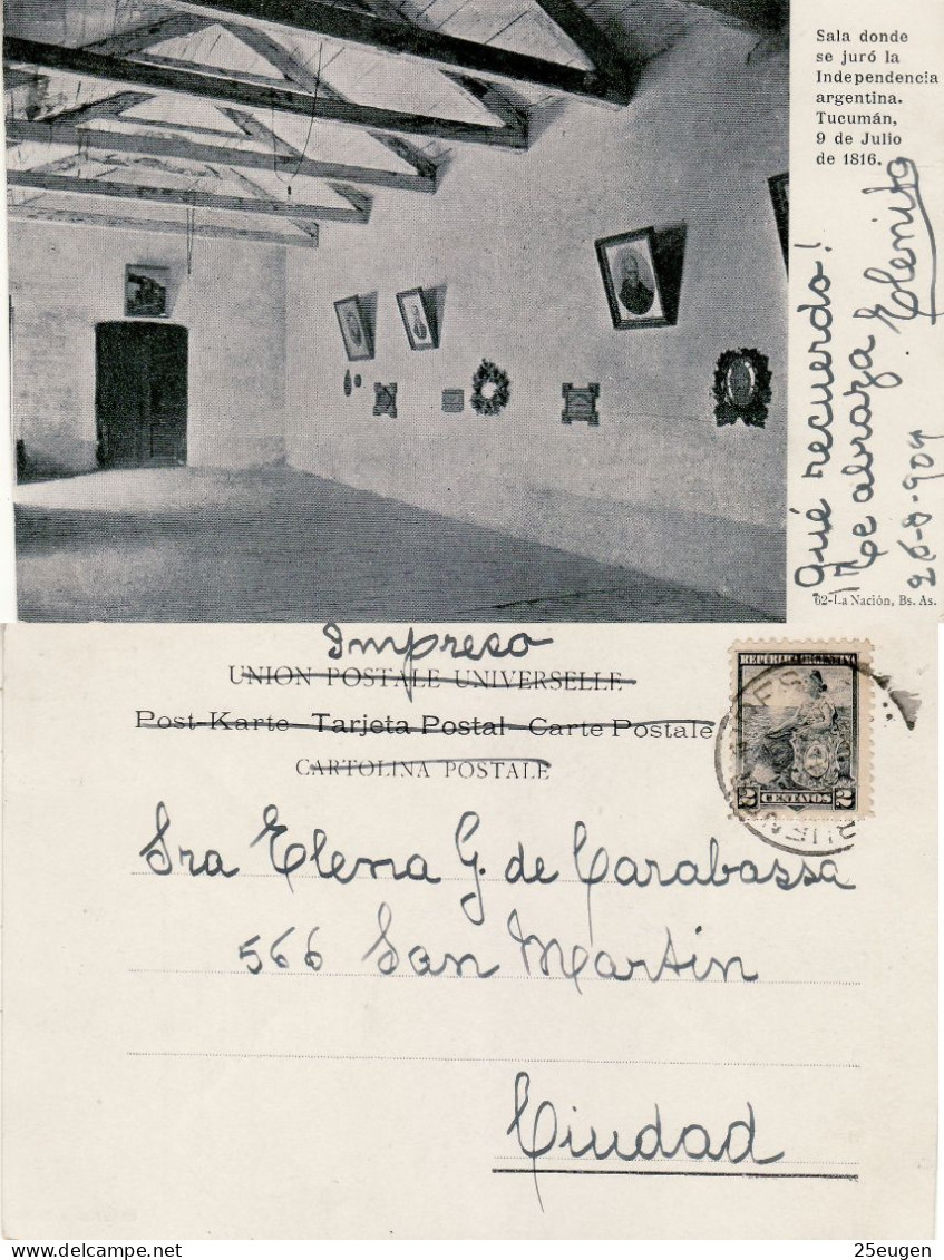ARGENTINA 1904 POSTCARD SENT TO  BUENOS AIRES - Storia Postale