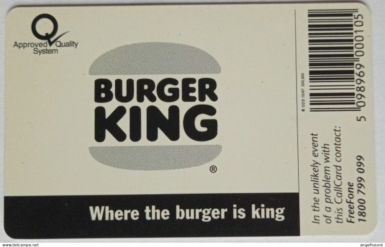 Ireland 10 Units Chip Card - Burger King - Irlanda